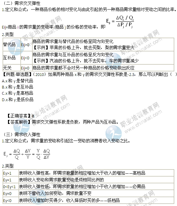 2014年中級經(jīng)濟師考試經(jīng)濟基礎知識精講：彈性