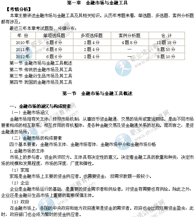 2014年中級經(jīng)濟師考試金融專業(yè)精講：金融市場涵義與構(gòu)成要求