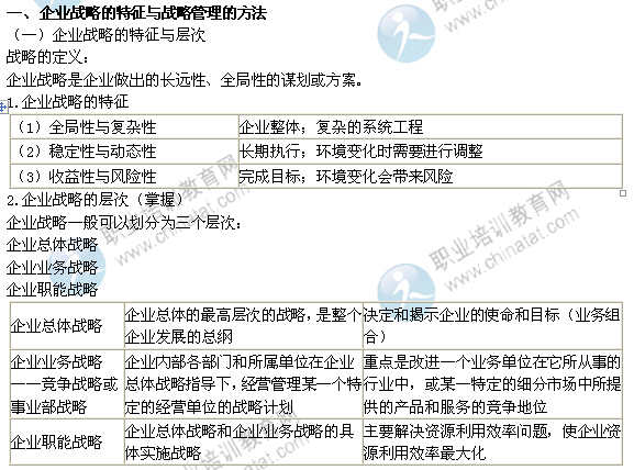 2014年中級經(jīng)濟師考試工商管理精講