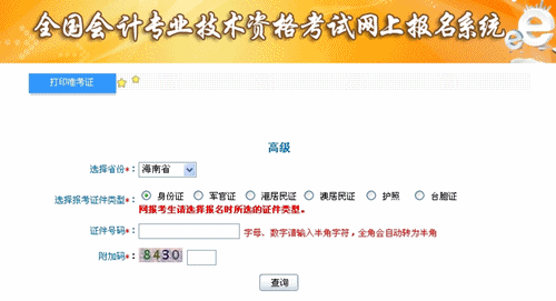 海南省2015高級會計(jì)師考試準(zhǔn)考證打印入口已開通