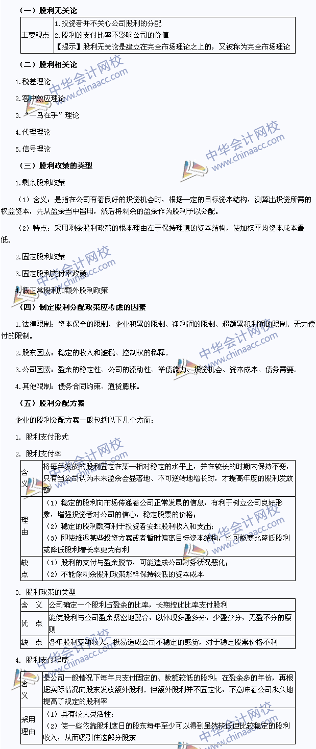 2015注會財務成本管理高頻考點：股利政策與股利分配方案