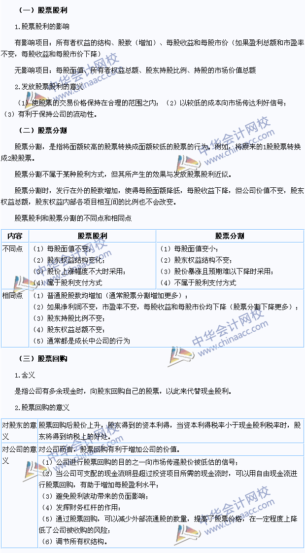 2015注會財管高頻考點：股票股利、股票分割與股票回購