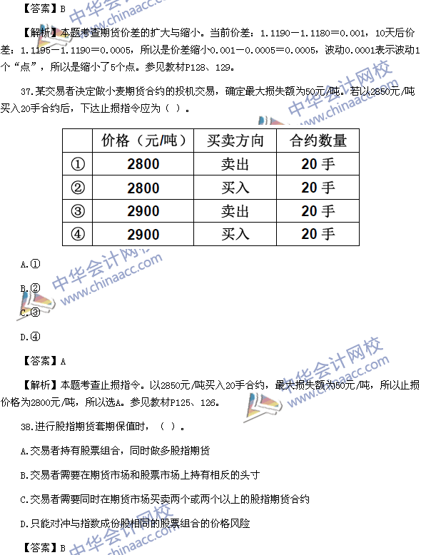 2016年期貨從業(yè)資格考試《期貨基礎(chǔ)知識》樣卷單選題四