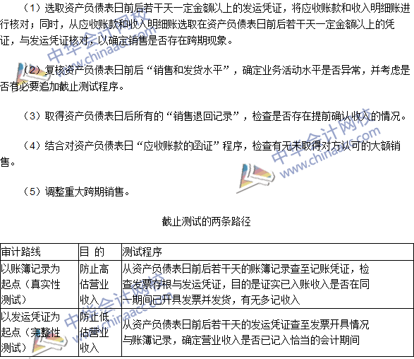 2016注冊會計(jì)師《審計(jì)》高頻考點(diǎn)：實(shí)施銷售的截止測試