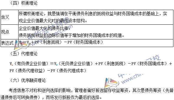 2016年注冊(cè)會(huì)計(jì)師《財(cái)務(wù)成本管理》高頻考點(diǎn)：資本結(jié)構(gòu)理論