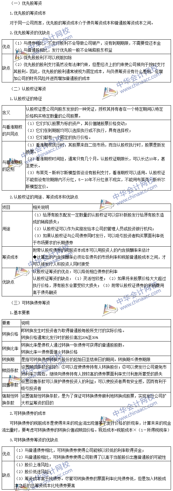 2016年注冊會計師考試《財務(wù)成本管理》高頻考點：混合籌資