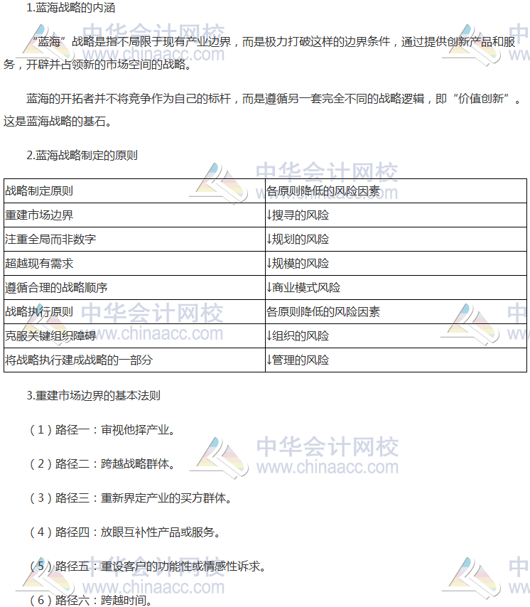 注會《公司戰(zhàn)略》高頻考點(diǎn)：藍(lán)海戰(zhàn)略