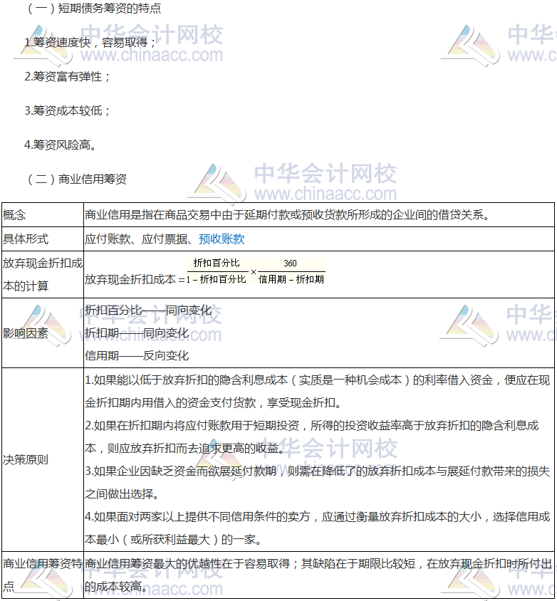 注會(huì)《財(cái)管》高頻考點(diǎn)：短期債務(wù)管理