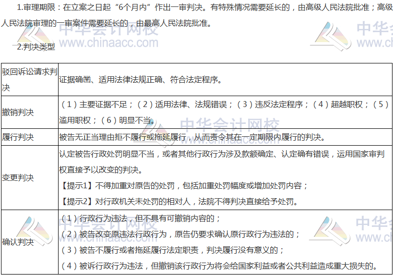 2017稅務師考試《涉稅服務相關(guān)法律》高頻考點：行政訴訟的判決