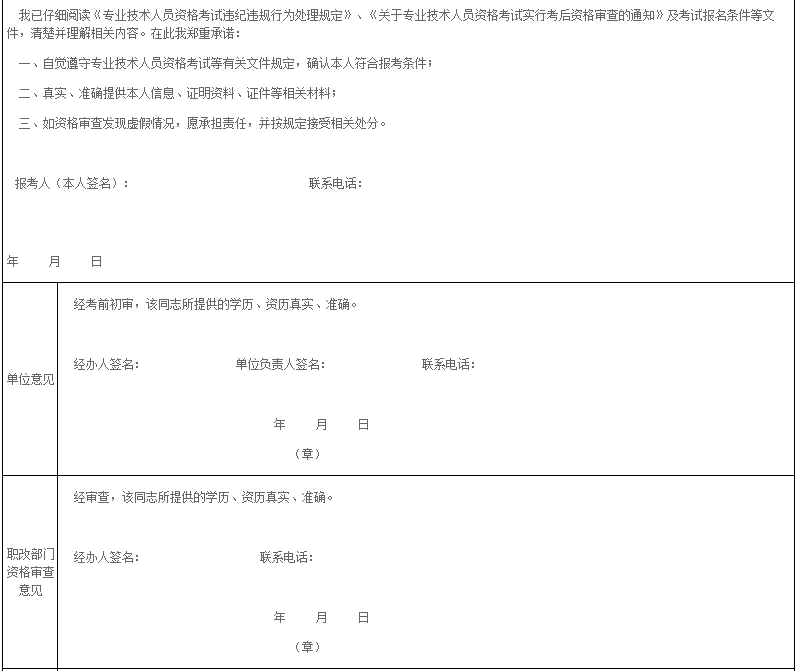 年度會(huì)計(jì)專業(yè)技術(shù)資格考試登記表