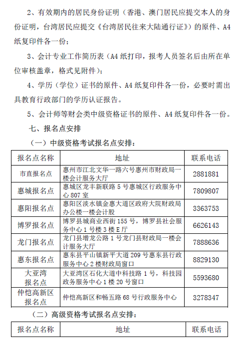 廣東惠州2018年高級會計師考試報名時間