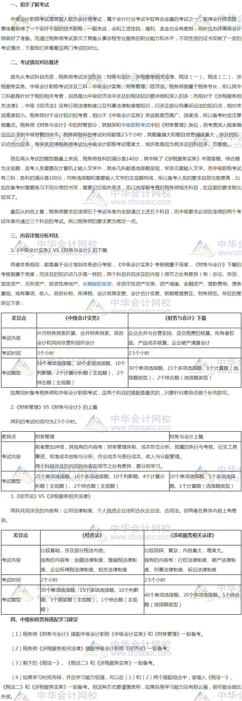 稅務(wù)師考試與中級(jí)會(huì)計(jì)職稱考試的區(qū)別和聯(lián)系，如何搭配學(xué)習(xí)