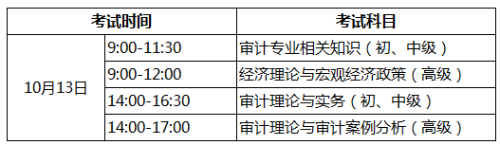 湖南審計師初中級審計師考試時間