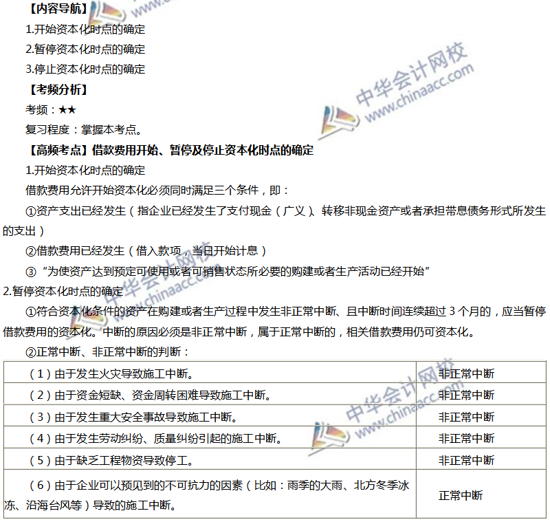 借款費(fèi)用資本化時點(diǎn)的確定