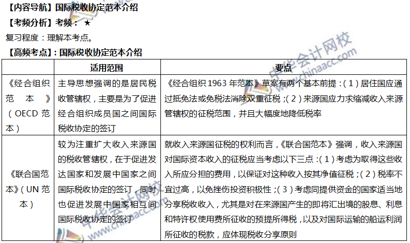 國際稅收協(xié)定范本介紹