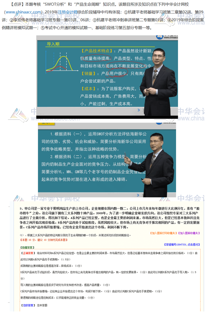 2019年注會(huì)職業(yè)能力綜合測試（二）試題涉及知識(shí)點(diǎn)