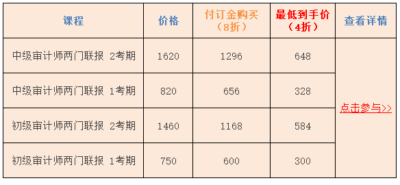 審計(jì)師課程單價(jià)