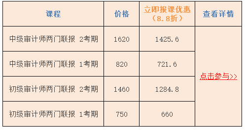 審計(jì)師課程單價(jià)8.8