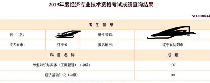 中級經(jīng)濟師成績