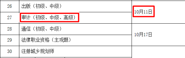 2020審計(jì)師考試時間