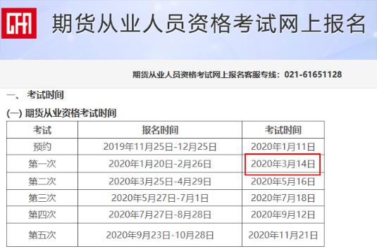 期貨從業(yè)考試時(shí)間