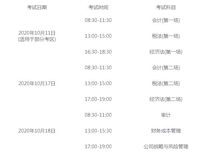 貴州2020年注冊(cè)會(huì)計(jì)師考試地點(diǎn)和考試內(nèi)容安排一覽