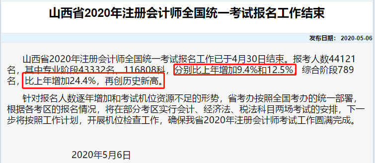 剛剛！部分地區(qū)公布了2020注會(huì)報(bào)名人數(shù)！創(chuàng)歷史新高！