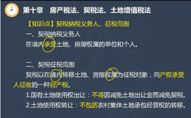 【微課】注會(huì)《稅法》陳立文老師：契稅征稅范圍