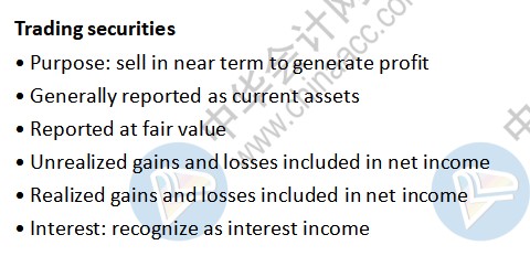 AICPA知識(shí)點(diǎn)：Trading securities