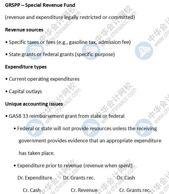 AICPA知識點：GRSPP – Special Revenue Fund