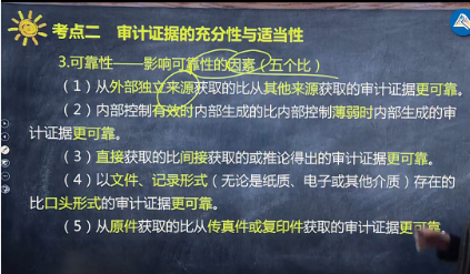 重磅！注會《審計》荊晶老師：影響可靠性的因素（五個比）微課來了