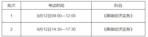 安徽省高級經(jīng)濟師考試時間安排