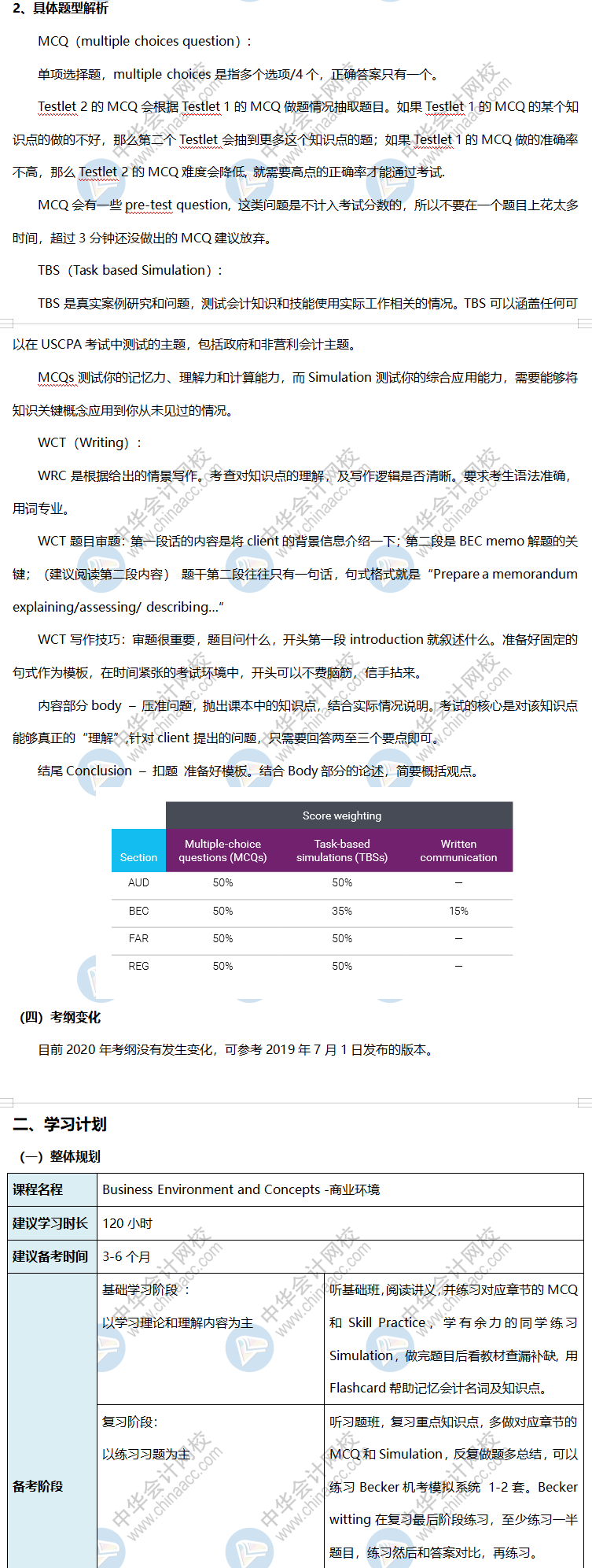 就差你沒看了！2020美國注會《商業(yè)環(huán)境BEC》學習計劃表到！