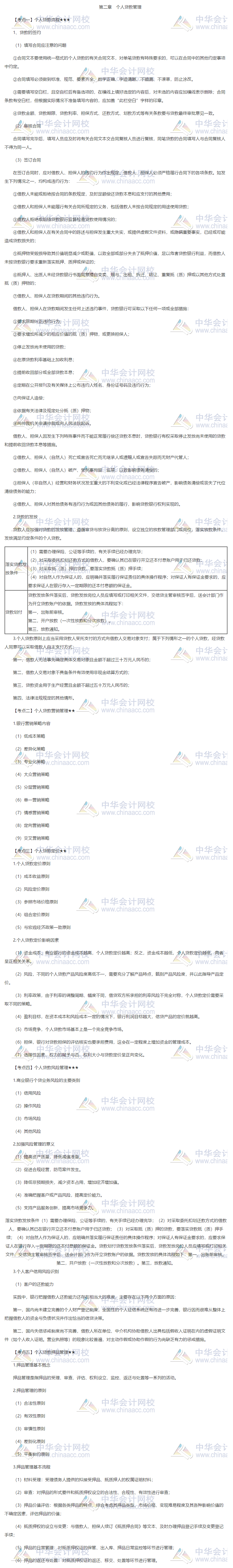 銀行初級《個(gè)人貸款》第二章重點(diǎn)知識(shí) 請收好！