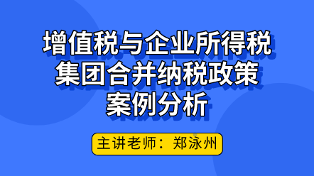 增值稅與企業(yè)所得稅集團合并納稅政策