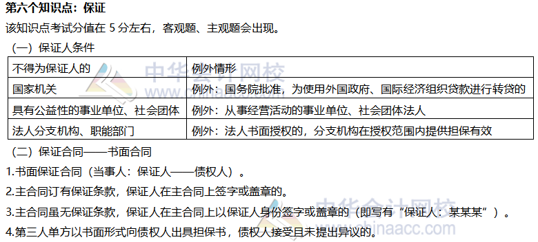 【考前穩(wěn)拿20分】注會經(jīng)濟法知識點六：保證