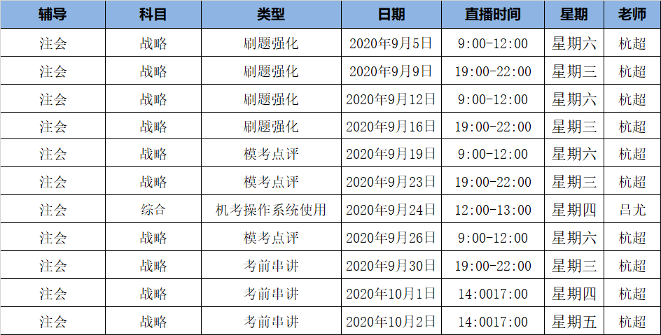 2020注會(huì)《戰(zhàn)略》C位奪冠課表來(lái)了！