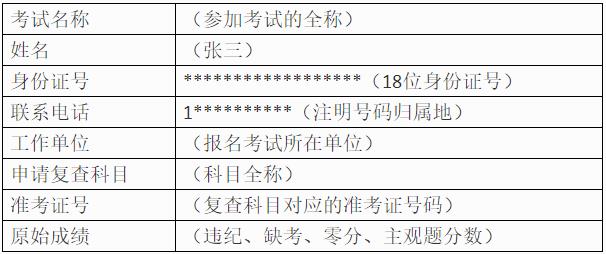 河南專業(yè)技術(shù)資格考試成績(jī)復(fù)查申請(qǐng)表