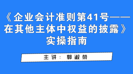 《企業(yè)會計準(zhǔn)則第41號——在其他主體中權(quán)益的披露》實(shí)操指南