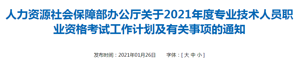 關(guān)于2021年專業(yè)技術(shù)人員職業(yè)資格考試工作計劃及有關(guān)事項的通知