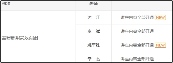 中級會計職稱高效實驗班多位老師基礎課程全部開通