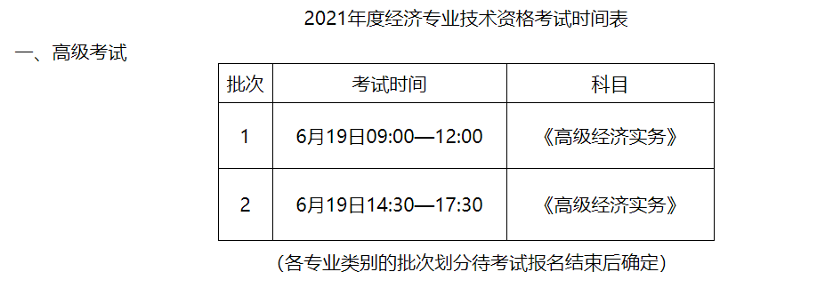 新疆2021高級(jí)經(jīng)濟(jì)師考試時(shí)間表