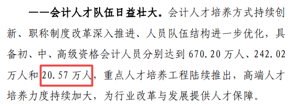 具備高級(jí)會(huì)計(jì)資格人員達(dá)到20.57萬(wàn)人 超額完成“十三五”目標(biāo)