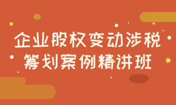 企業(yè)股權變動涉稅籌劃案例精講班