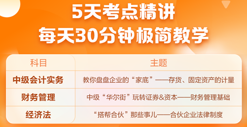 中級會計怎么學(xué)更高效？5天考點(diǎn)串講，拿下27分！