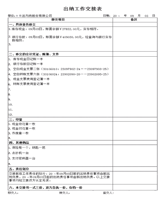 資金報(bào)表的編制及出納工作交接，干貨！