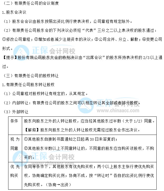 【30天預習計劃】中級會計經濟法知識點4：有限責任公司