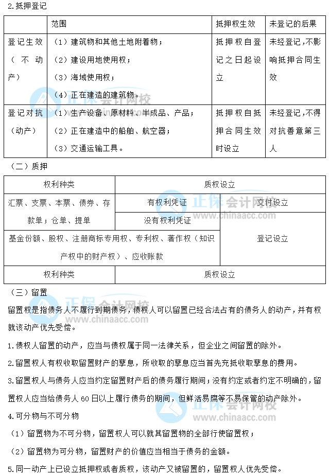 【30天預(yù)習(xí)計劃】中級會計經(jīng)濟法知識點17：抵押、質(zhì)押、留置