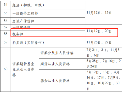 稅務(wù)師考試時(shí)間