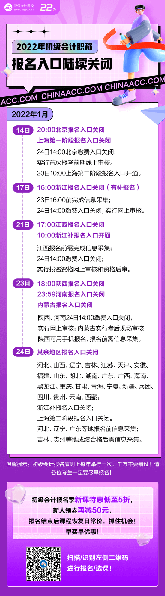 號(hào)外！2022年初級會(huì)計(jì)報(bào)名入口陸續(xù)關(guān)閉！抓緊去報(bào)名>>